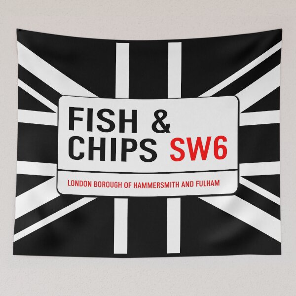 Item preview, Classic London Fish & Chips Road Sign V1c designed and sold by RetrospectUK.