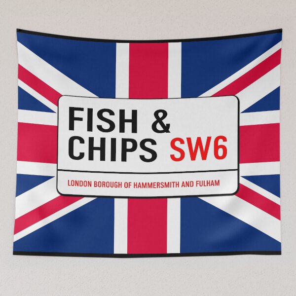 Item preview, Classic London Fish & Chips Road Sign V1d designed and sold by RetrospectUK.