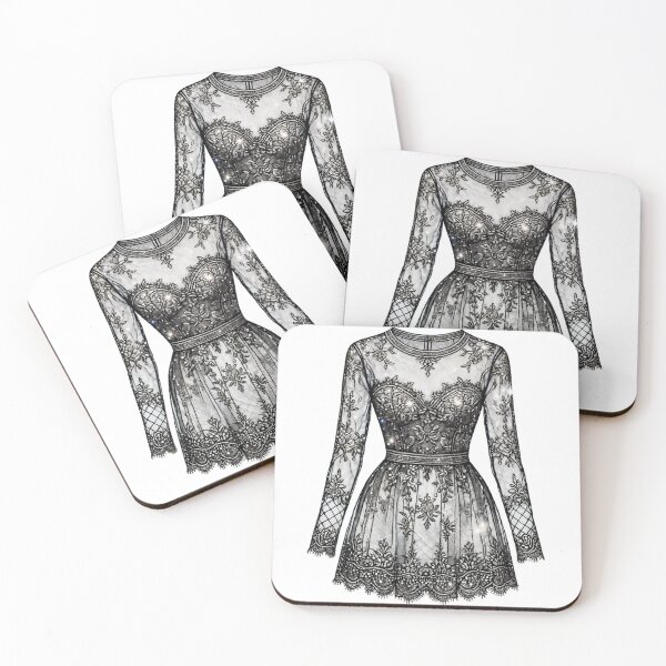 Item preview, Elegant Black Lace Dress with Floral Patterns on Transparent Fabric designed and sold by Creative88Art.