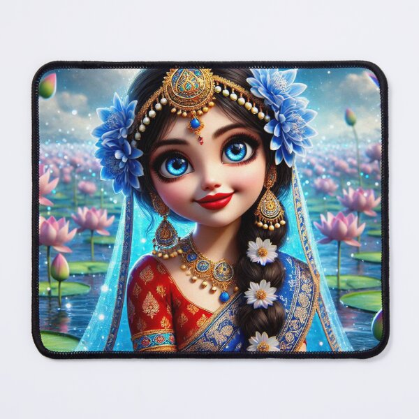 Item preview, Shrimati Radha Rani sitting on the banks of river Yamuna in Vrindavan designed and sold by VrindaArts.