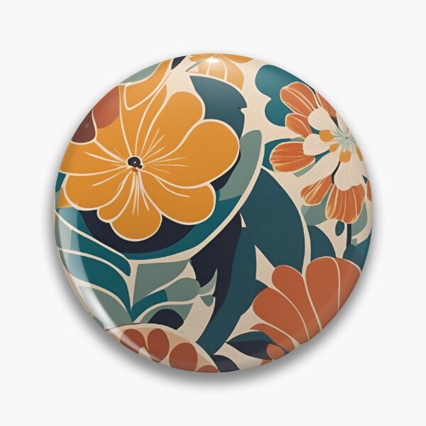 Item preview, Flower Power Groovy Orange Faint Blue Vintage 70's Print designed and sold by stxaris.
