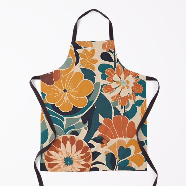 Item preview, Flower Power Groovy Orange Faint Blue Vintage 70's Print designed and sold by stxaris.