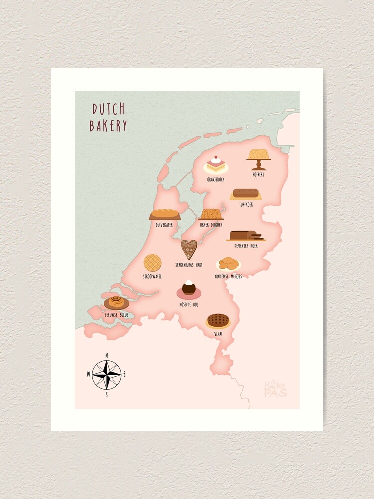 Thumbnail 1 of 3, Art Print, Illustrated map of Dutch bakery designed and sold by ymkesinfogr.