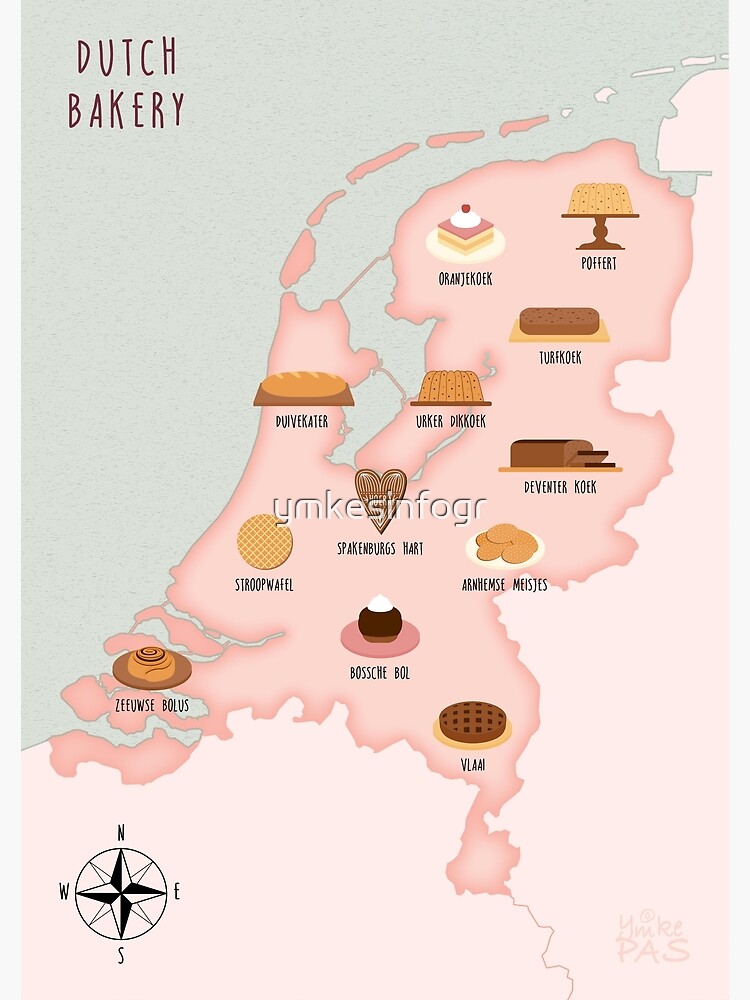 Thumbnail 3 of 3, Art Print, Illustrated map of Dutch bakery designed and sold by ymkesinfogr.