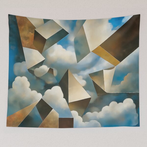 Item preview, A surreal design where geometric structures emerge from and blend seamlessly with the clouds. designed and sold by HEMRO.