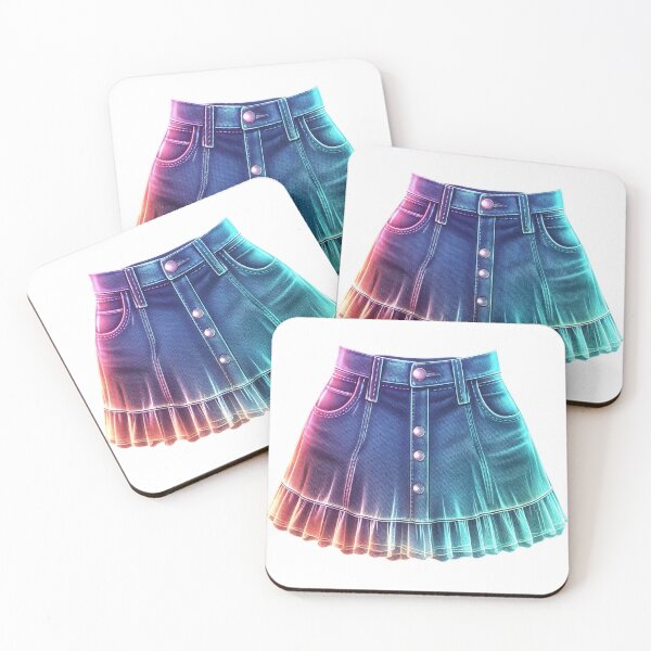 Item preview, Gradient Multicolored Stylish Denim Skirt with Pleated Hem designed and sold by Creative88Art.