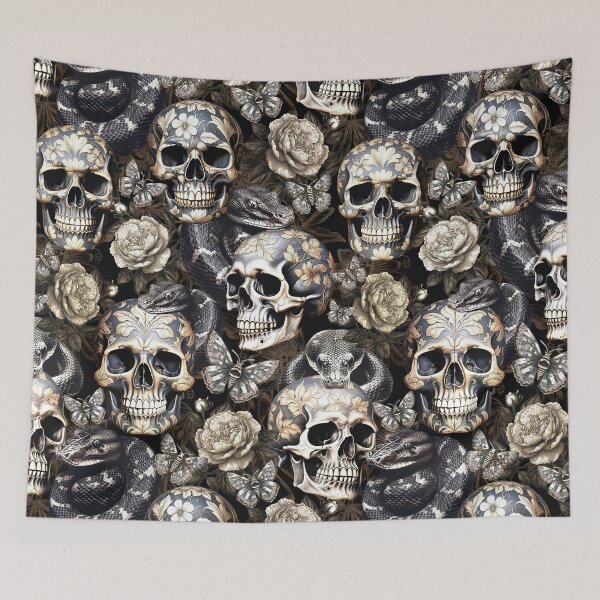 Item preview, Vintage Dark Academia Floral Skulls And Snakes Nightgarden designed and sold by UtArt.