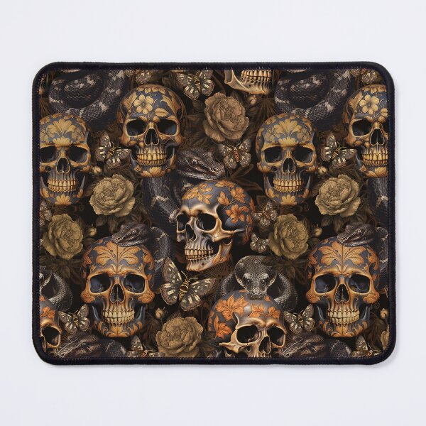 Item preview, Vintage Dark Academia Floral Skull And Snakes Nightgarden - Gold designed and sold by UtArt.