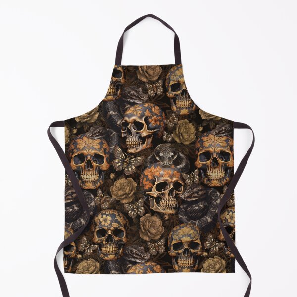 Item preview, Vintage Dark Academia Floral Skull And Snakes Nightgarden - Gold designed and sold by UtArt.