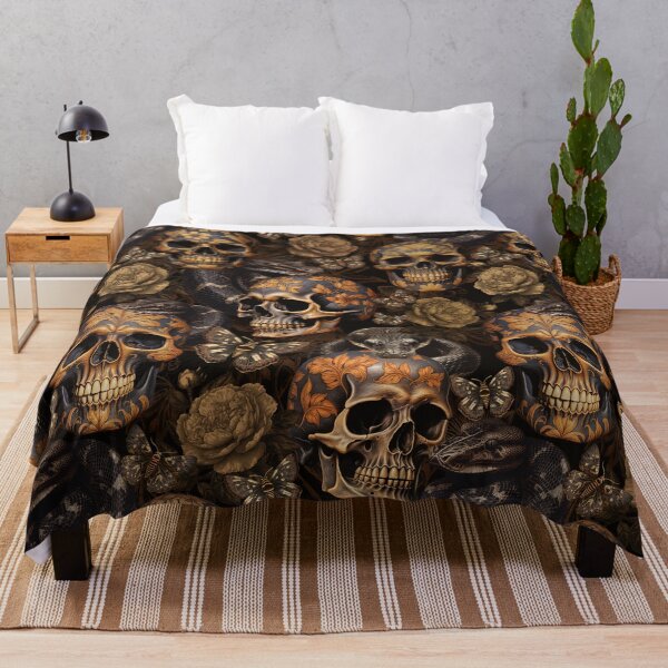 Item preview, Vintage Dark Academia Floral Skull And Snakes Nightgarden - Gold designed and sold by UtArt.