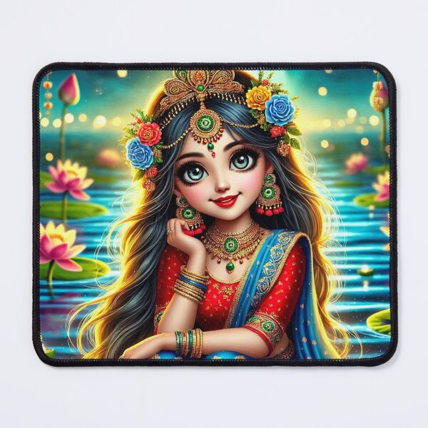 Item preview, Shrimati Radha Rani sitting on the banks of river Yamuna in Vrindavan designed and sold by VrindaArts.