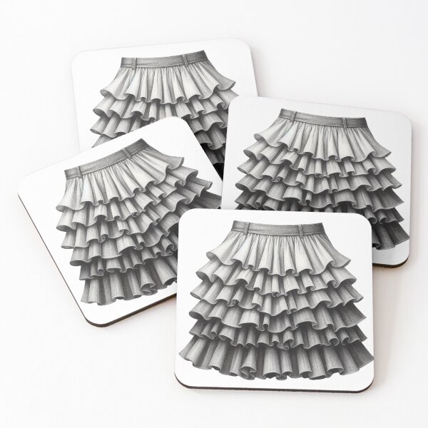 Item preview, Monochrome Ruffled Skirt with Layered Details Against Black Background designed and sold by Creative88Art.