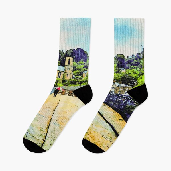 Item preview, Picturesque watercolor scene of Ironbridge in Shropshire, England designed and sold by GestaltImagery.
