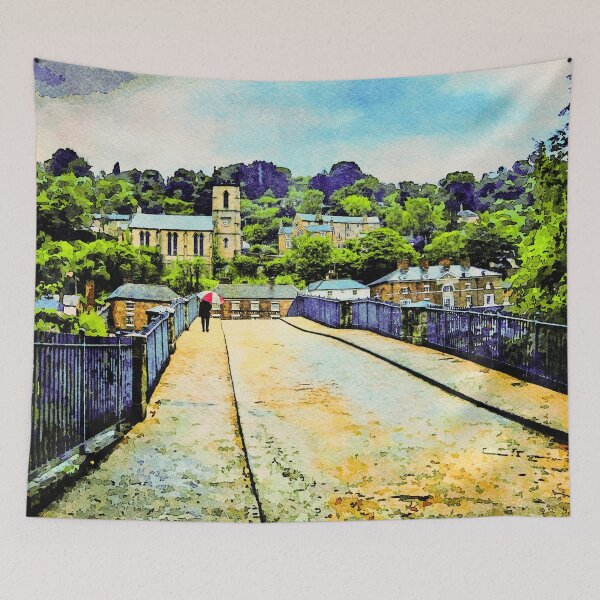 Item preview, Picturesque watercolor scene of Ironbridge in Shropshire, England designed and sold by GestaltImagery.
