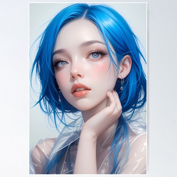 Item preview, Blue Girl Woman Textures Art Contemporary Design designed and sold by ART ATTACK ZONE.