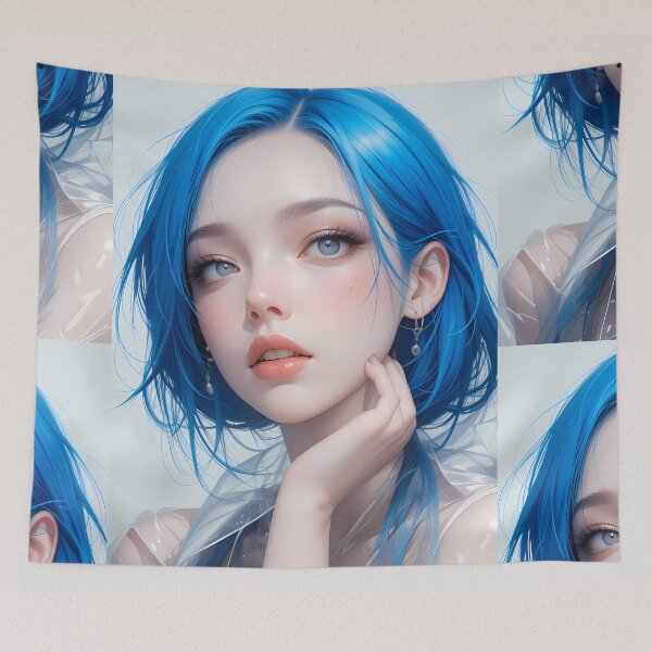 Item preview, Blue Girl Woman Textures Art Contemporary Design designed and sold by ART ATTACK ZONE.