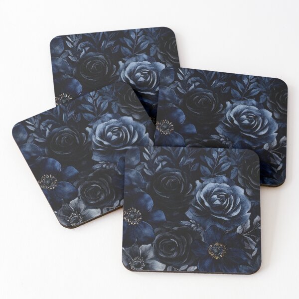 Item preview, Dark Blue Mystic Dark Academia Watercolor Vintage Flower Nightgarden designed and sold by UtArt.