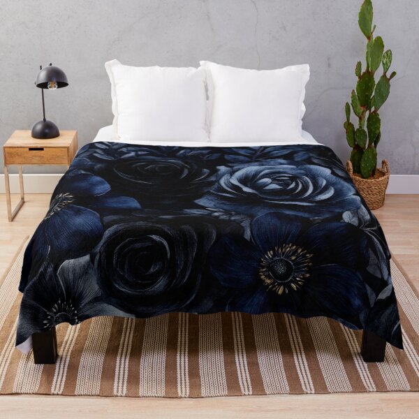 Item preview, Dark Blue Mystic Dark Academia Watercolor Vintage Flower Nightgarden designed and sold by UtArt.