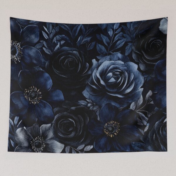 Item preview, Dark Blue Mystic Dark Academia Watercolor Vintage Flower Nightgarden designed and sold by UtArt.