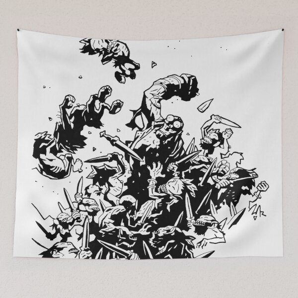 Item preview, Hellboy in a Huge Battle for white shirts designed and sold by woodycompton.