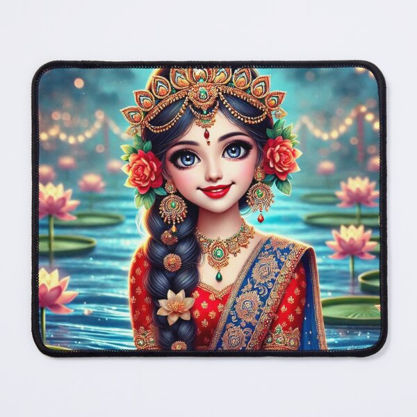 Item preview, Shrimati Radha Rani sitting on the banks of river Yamuna in Vrindavan designed and sold by VrindaArts.