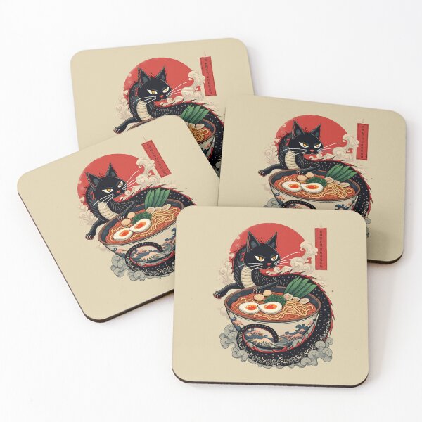 Item preview, Dragon Cat Eating Ramen Japanese Mythical Creature Anime Fans designed and sold by Designer-Girl.