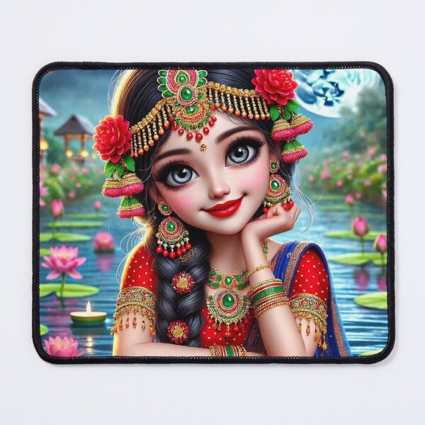 Item preview, Shrimati Radha Rani sitting on the banks of river Yamuna in Vrindavan designed and sold by VrindaArts.