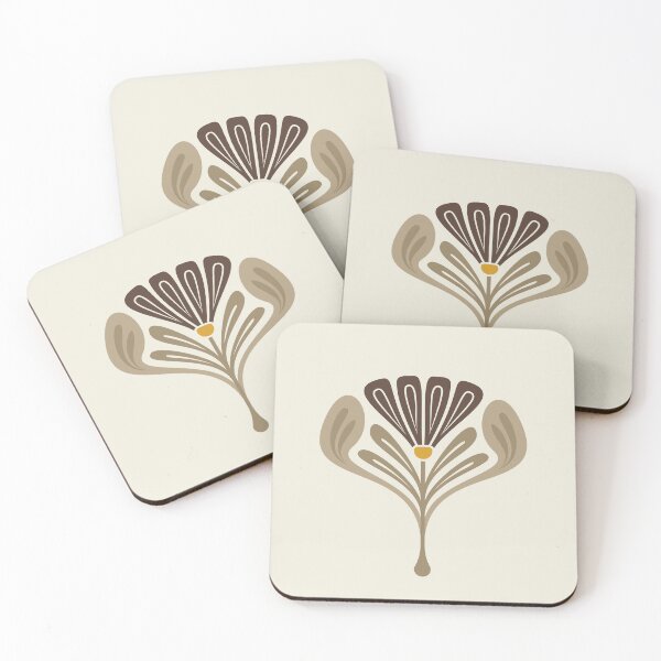 Item preview, KF 0330 E - Vintage Retro Daisy 70s Floral Pattern in Beige Brown Yellow designed and sold by KhakiFinch.
