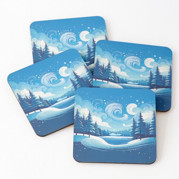 Item preview, A blustery snowstorm with swirling winds over a frozen lake, surrounded by pine trees design. designed and sold by HEMRO.