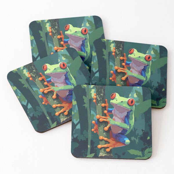 Item preview, Vibrant jungle charmer playful tree frog designed and sold by ShroomForge.