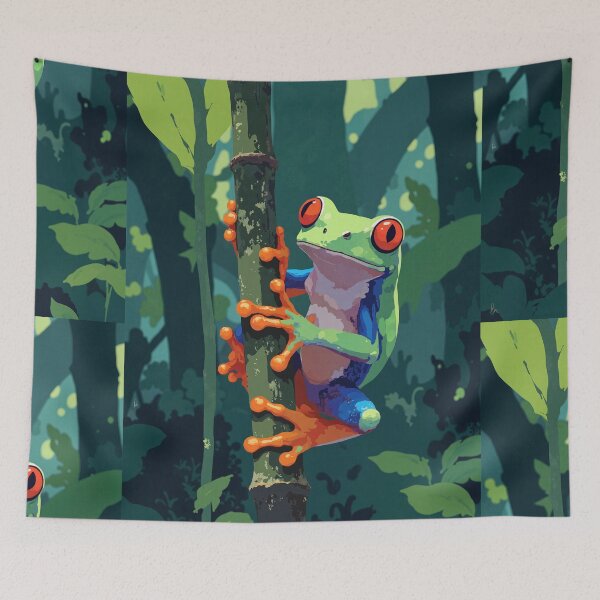 Item preview, Vibrant jungle charmer playful tree frog designed and sold by ShroomForge.
