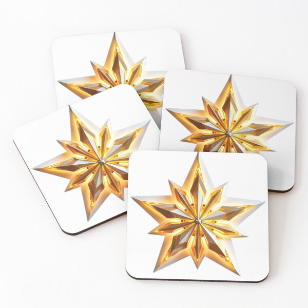 Item preview, Illuminated Star-Shaped Holiday Ornament with Golden Light Display Against Black Background designed and sold by Creative88Art.