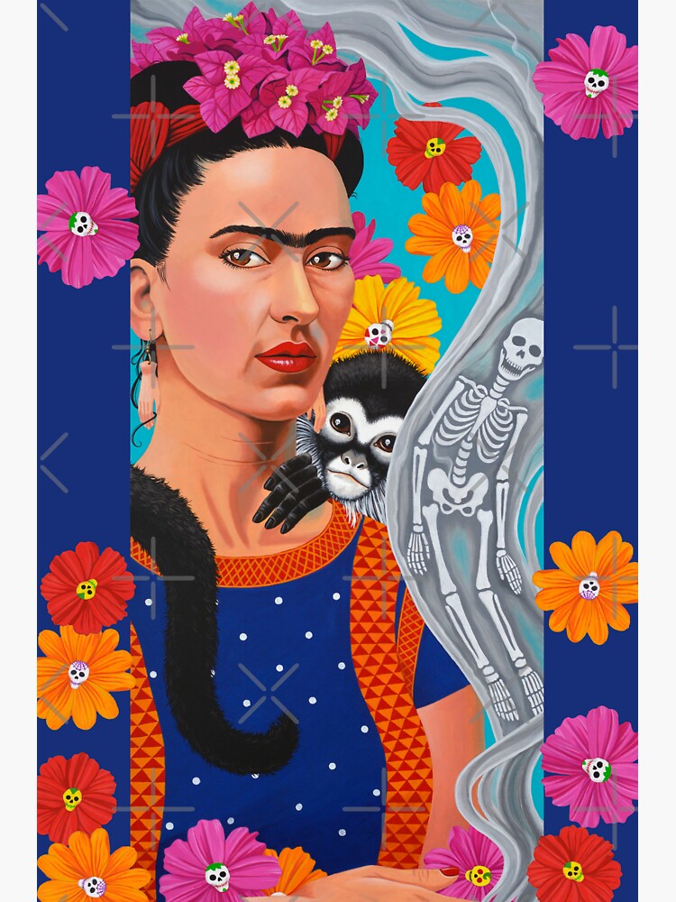 Thumbnail 3 of 3, Sticker, Frida Kahlo Day of the Muertos designed and sold by CaryadArtwork.
