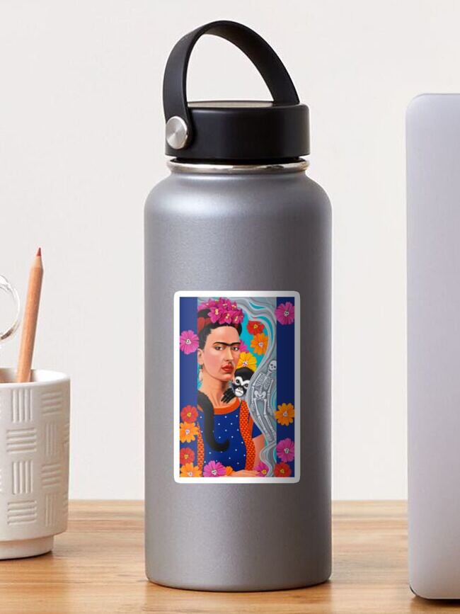 Thumbnail 1 of 3, Sticker, Frida Kahlo Day of the Muertos designed and sold by CaryadArtwork.