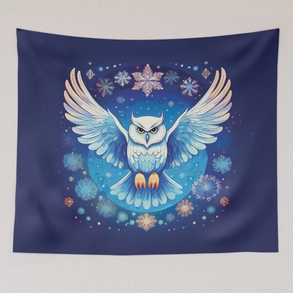 Item preview, A design of a majestic snowy owl soaring gracefully through a cosmic winter sky, surrounded by intricate snowflakes that emphasize its ethereal elegance. designed and sold by HEMRO.