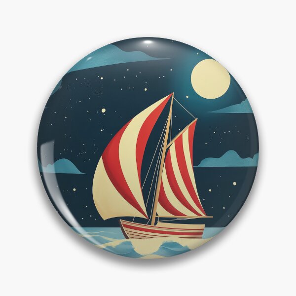 Item preview, A design of a beautifully illustrated sailboat gliding gracefully across moonlit waves under a starlit sky.  designed and sold by HEMRO.