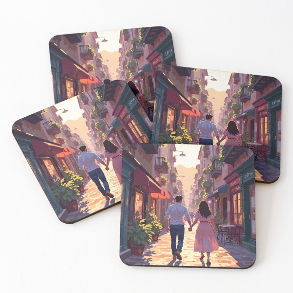 Item preview, Sunset stroll on cobblestone lane designed and sold by ShroomForge.