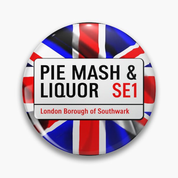 Artikelvorschau, Klassisches London Pie Mash und Liquor Straßenschild V1b entworfen und verkauft von RetrospectUK.