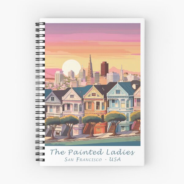 Item preview, Vintage travel poster Painted Ladies – Retro San Francisco minimalist art at sunset designed and sold by pod24.