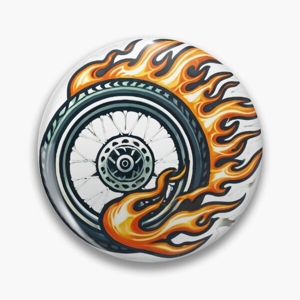 Item preview, Motorcycle Wheel with Dynamic Flames Illustrating Speed and Passion designed and sold by Creative88Art.