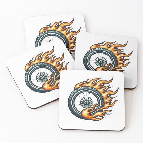 Item preview, Motorcycle Wheel with Dynamic Flames Illustrating Speed and Passion designed and sold by Creative88Art.