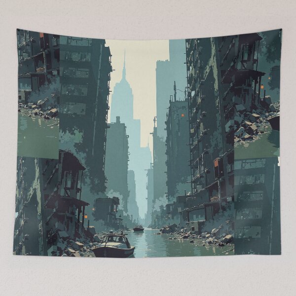 Item preview, Ruins rising a flooded metropolis designed and sold by MadeByHaresShop.