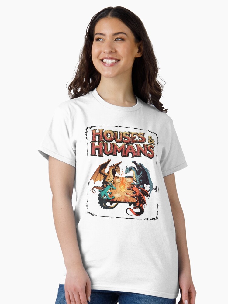 Thumbnail 1 of 7, Classic T-Shirt, Houses and Humans D&D, Dungeons and Dragons designed and sold by kbritoart.
