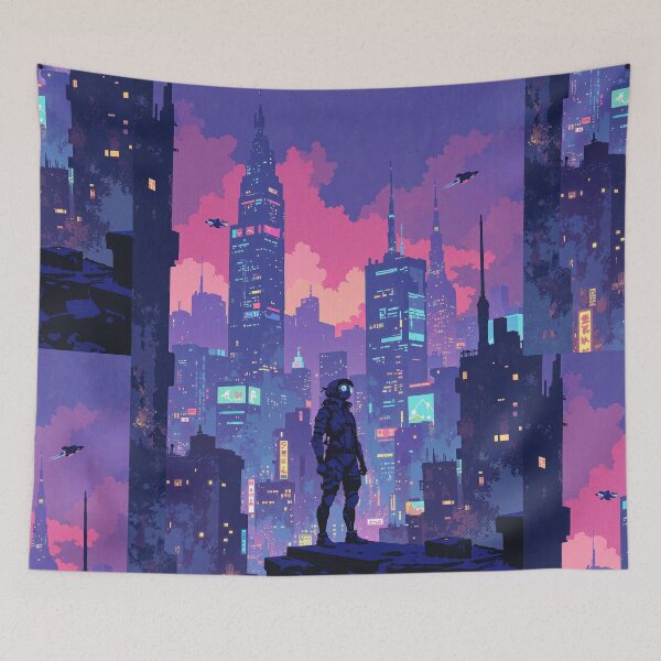 Item preview, Neon lights overlook a solitary vigil designed and sold by MadeByHaresShop.