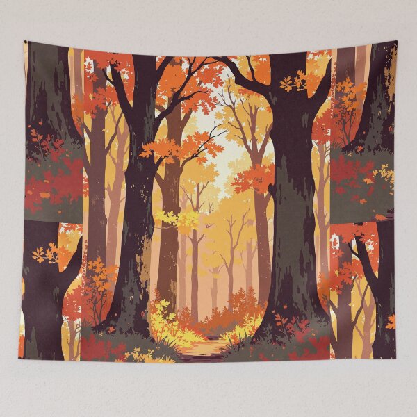 Item preview, Autumnal enchantment pathways through glowing gold designed and sold by MadeByHaresShop.