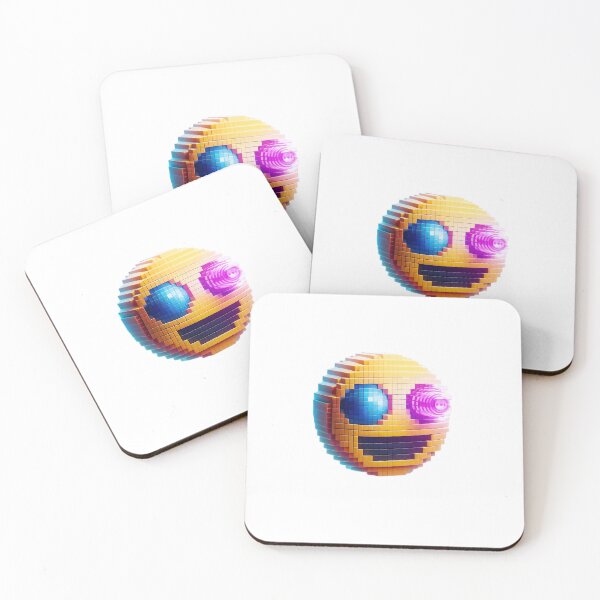 Item preview, Colorful Pixelated Robot Emoji Face with Digital Effects on Black Background designed and sold by Creative88Art.