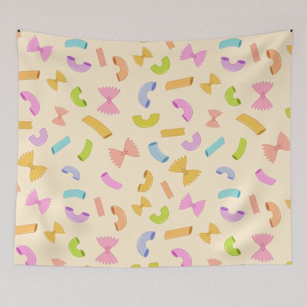 Item preview, Cool fun pasta macaroni colorful pattern on light yellow designed and sold by PLdesign.