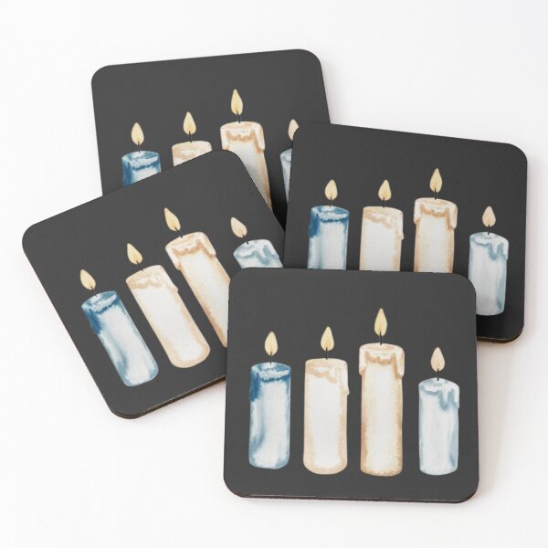 Item preview, A serene and dreamy watercolor painting of four minimalist advent candles, delicately painted in shades of blue, beige, and white designed and sold by 123ks.