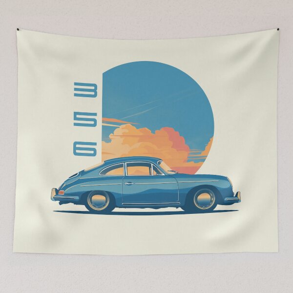 Item preview, Blue Porsche 356 Sunset illustration designed and sold by blackdogshop.