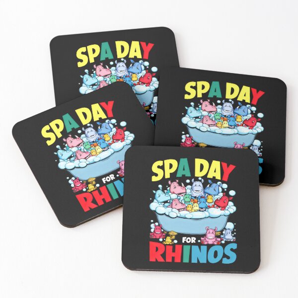 Item preview, Spa Day For Rhinos A Whimsical Bubble Bath Of Blue Pink Red Yellow And Green Rhinos designed and sold by SplashTastic.